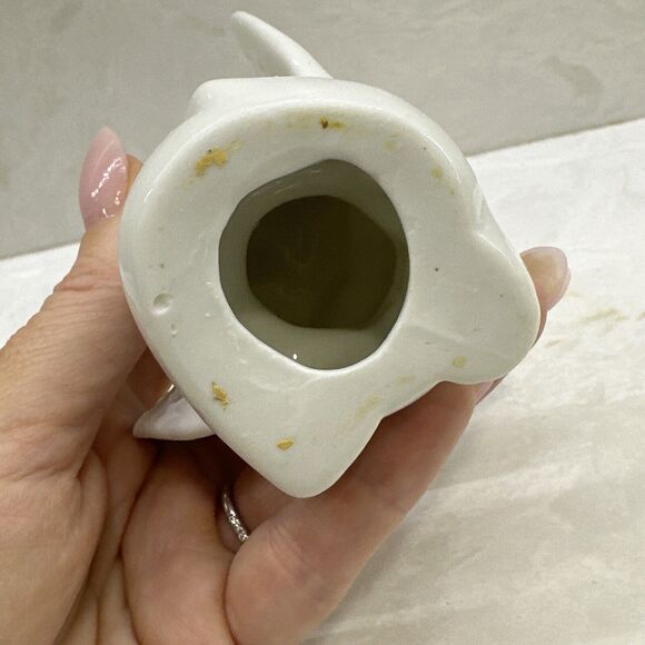 Vintage 70s White Porcelain Baby Elephant Earring Holder 3" Figurine Stand - Picture 6 of 8